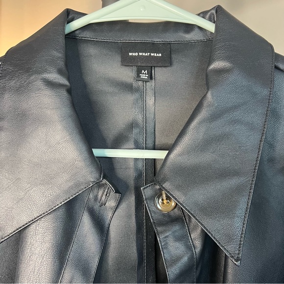 Faux leather button down blouse medium - Picture 2 of 7